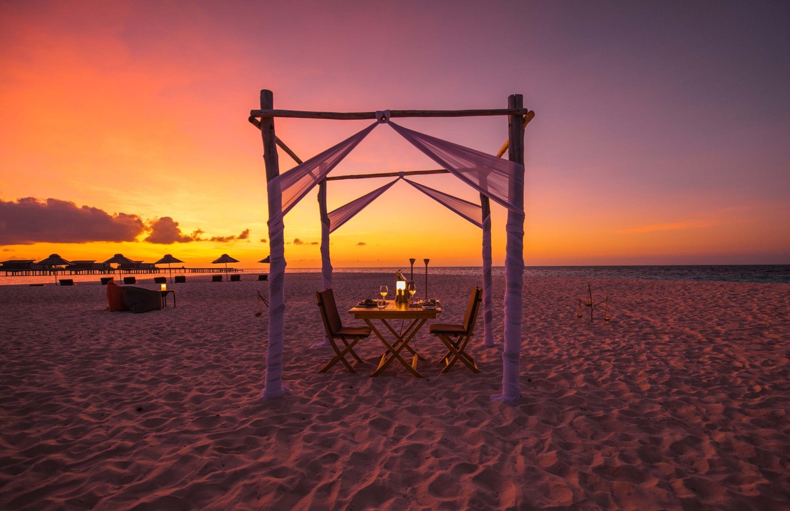 Maldives all inclusive package private dining on beach
